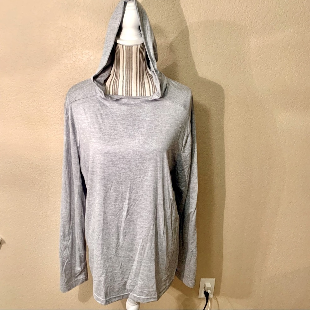 NWT Gaiam Hooded Top Large Grey Long Sleeved Hoodie Athletic Fitness Slim Fit